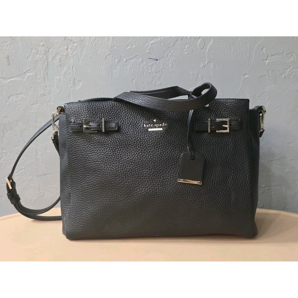Kate Spade Holden Street Black Pebbled Leather Top Handles Satchel‎ Tote Bag